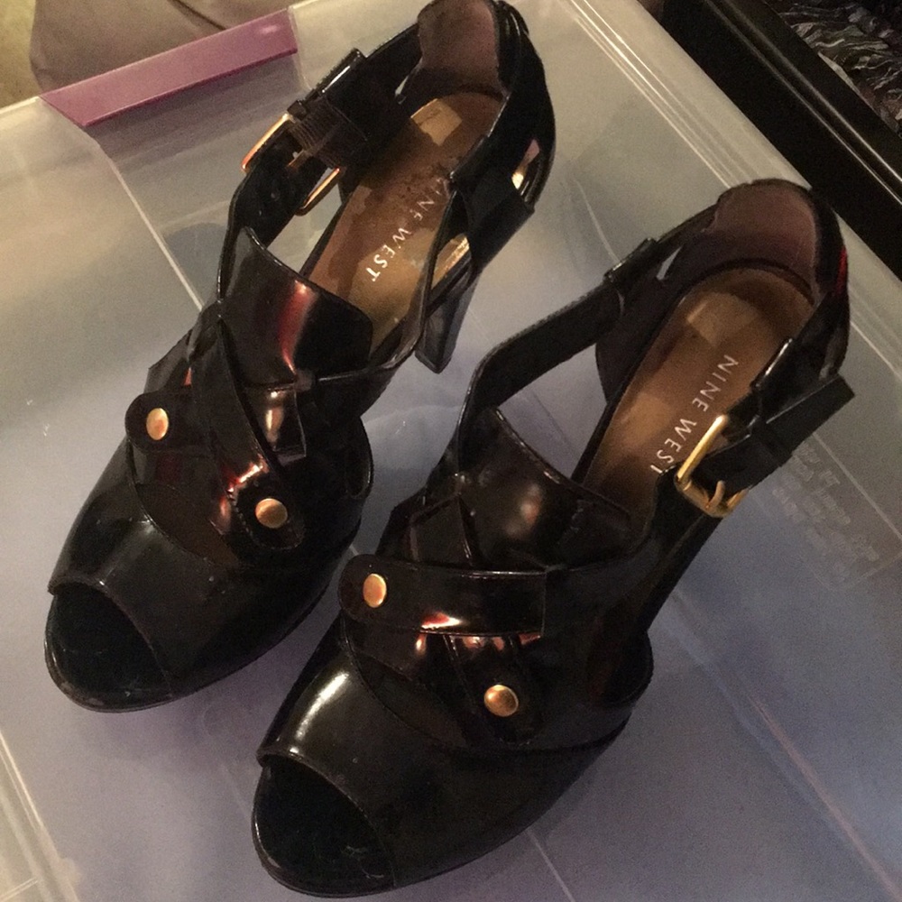 Nine West strappy black heels